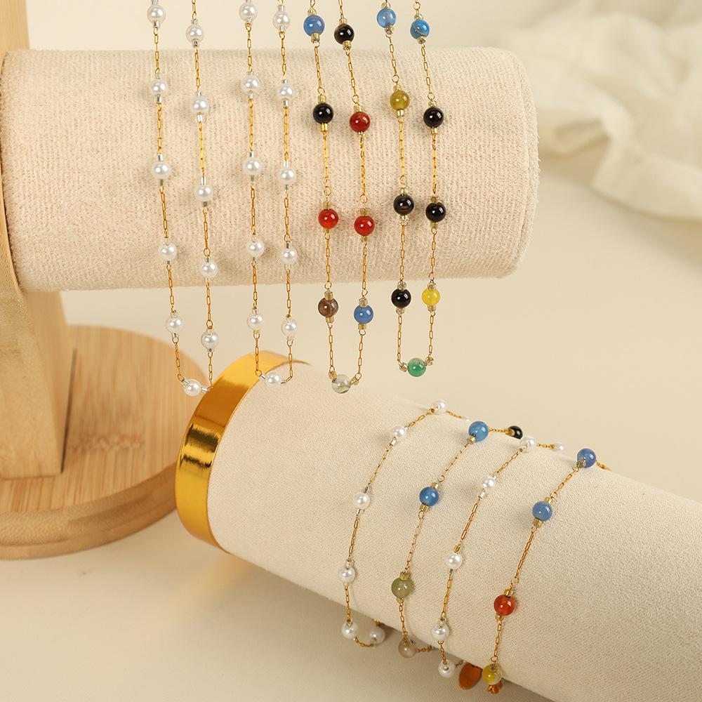Creative Jewelry Set Chain Women'S Versatile Simple Collarbone Chain Bracelet Pearl Necklace Set Women