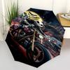Motorrad, Halloween-Thema, Automatisches Öffnen und Schließen, Helle Farbe, 8 Speichen, Tragbarer Schirm, Geeignet für Männer und Frauen