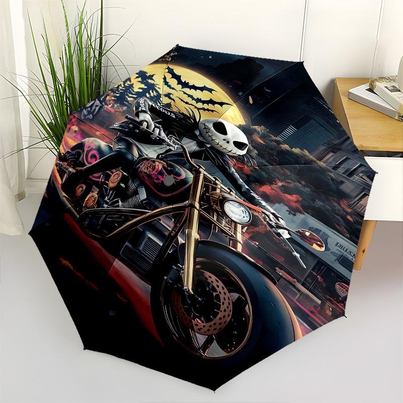 

Motorcycle, Halloween Themed Automatic Opening and Closing Umbrella, Brightly Colored 8-rib Portable Umbrella, Suitable for Men and Women