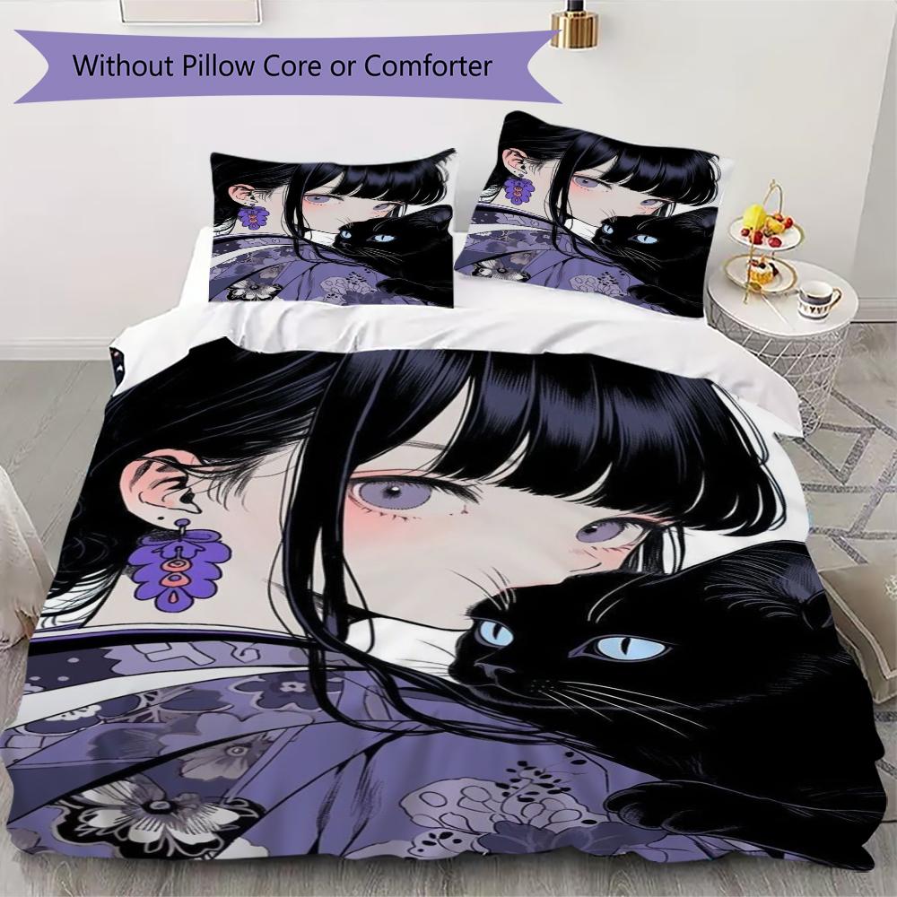 

beauty cats Pattern Bedding uilt Set uilt Cover Pillowcase Home Decoration Birthday Gift (1 * duvet cover + 2 * pillowcase without core)06 135x200cm