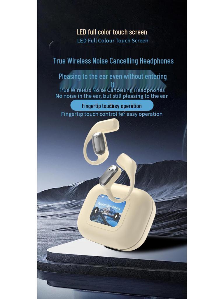 Bluetooth In-Ear Headset with LCD Color Screen and AI Translation