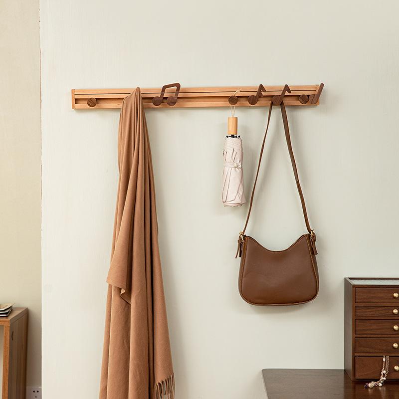 Musical Note Wall Hook, Solid Wood Entryway Coat Rack with Key Holder, Space-Saving Door Hanger for Hats,Bags and Home Decor