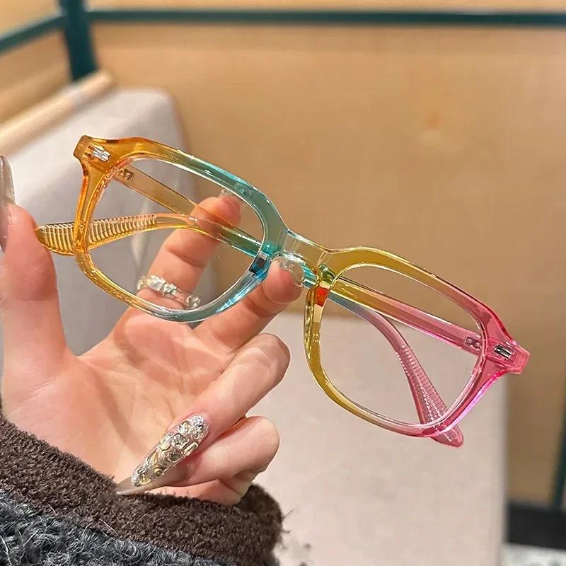 Fashion Retro Square Frame Blue Light Blocking Glasses Office Work Glasses UV Protection Anti-Reflective Computer Sunglasses