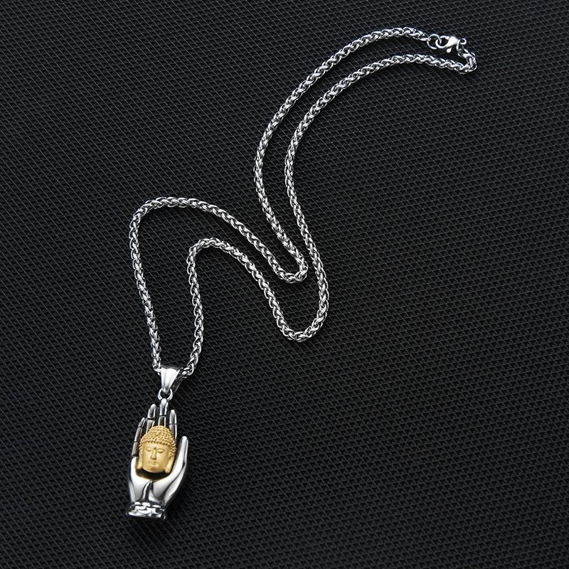 New Retro Palm Buddha Male Great Sun Tathagata Buddha Versatile Jewelry Necklace Pendant
