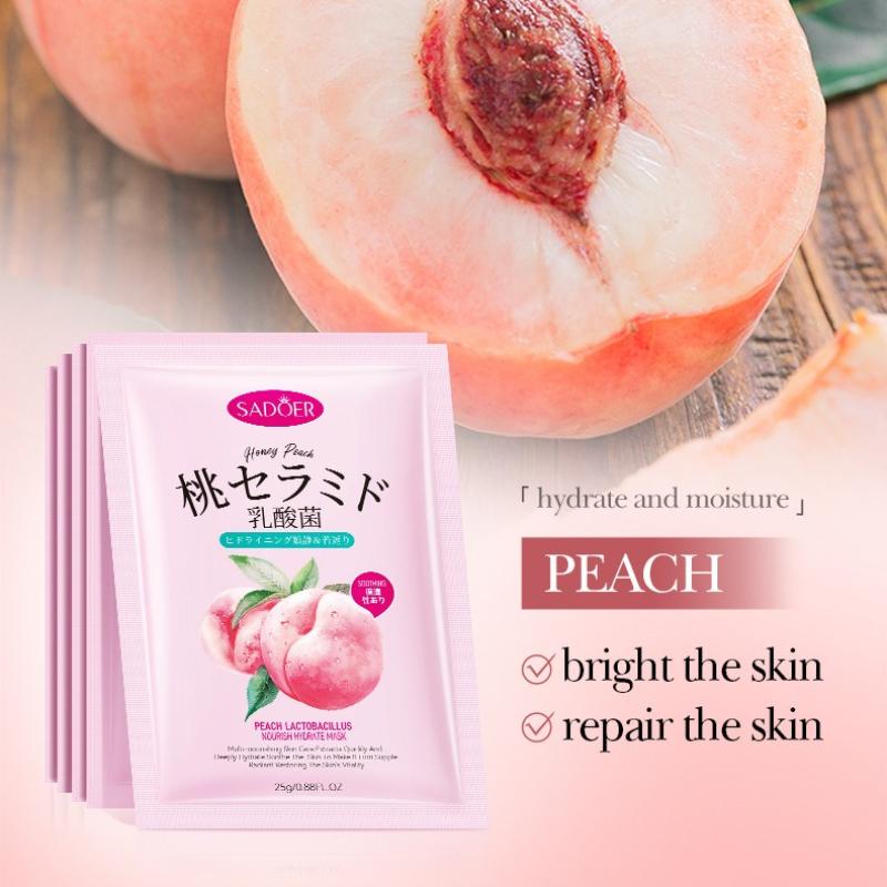 3pcs Peach Moisturizing Mask 25g Lactic Acid Bacteria Hydrating Moisturizing Mask Skin Care Products