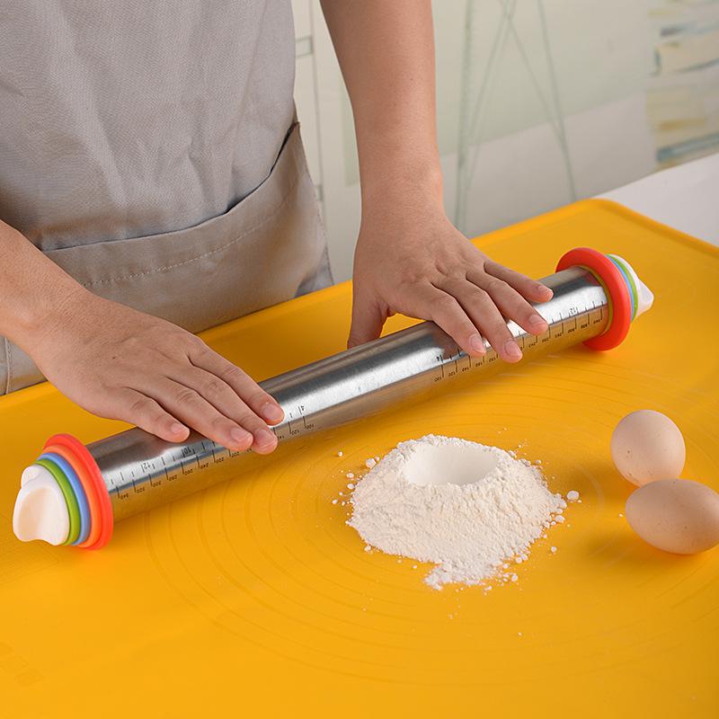 Adjustable Non-stick Stainless Steel Rolling Pin for Baking