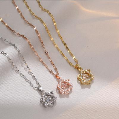 Six-pointed Star Pendant Stainless Steel Necklace Female Clavicle Chain