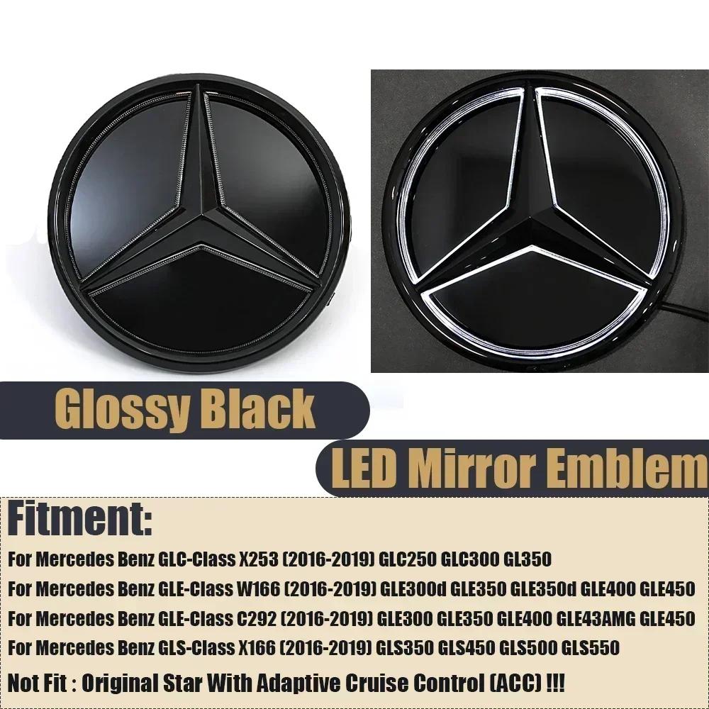 2025 Heißes Autoaufkleber Frontgrill Emblem Passend für Mercedes Benz GLC GLE GLS-Klasse X166 X253 Glänzender Stern Weiß Beleuchtetes Emblem