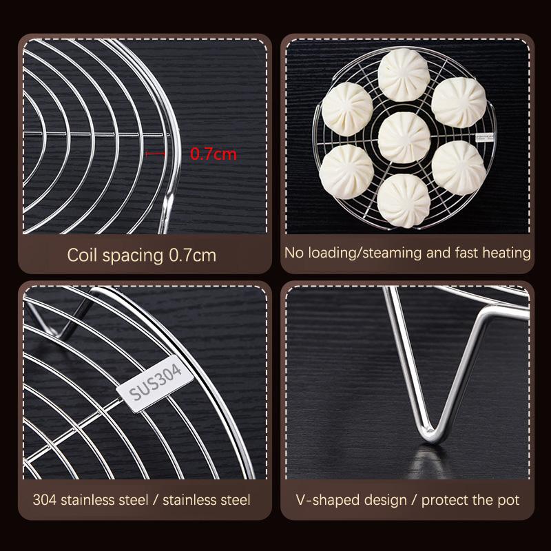Suport de aburire din oțel inoxidabil, Oală, Tavă de aburire, Aparat de gătit cu aburi pentru găluște, Ouă, Grătar, Veselă de bucătărie, Suport, Accesorii de gătit
