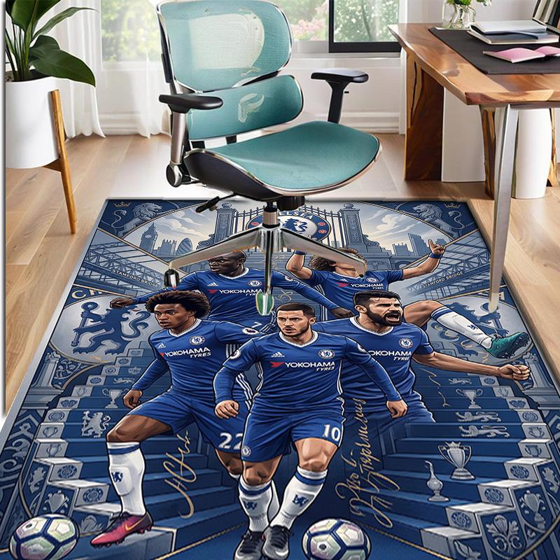 Chelsea FC Pattern Rug, Indoor/Outdoor Mat, for Picnic, Gameroom, Bedroom, Office, Living Room, Home Decor Carpet, Birthday Gift
