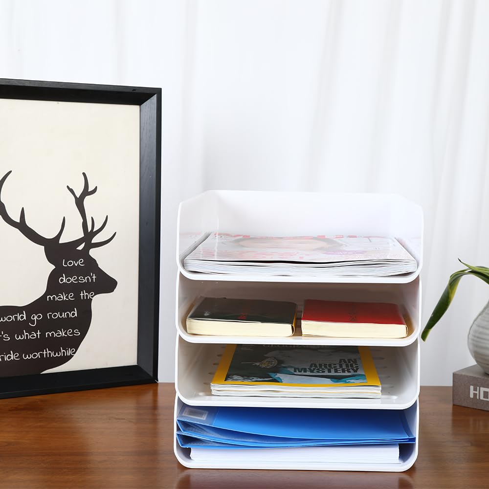 A4 Vertical Document Letter Letter Storage for 4-tier Tray, Case, Tray, Books, Etc. (4pcs/set, White)