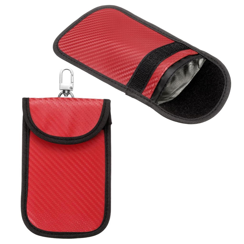 Uxcell Faraday Pouch for Vehicle Keys of Faraday Bag RFID Key Fob Signal Security Red (Set 2), Protector, Blocking, Anti-Theft Case, Cage,