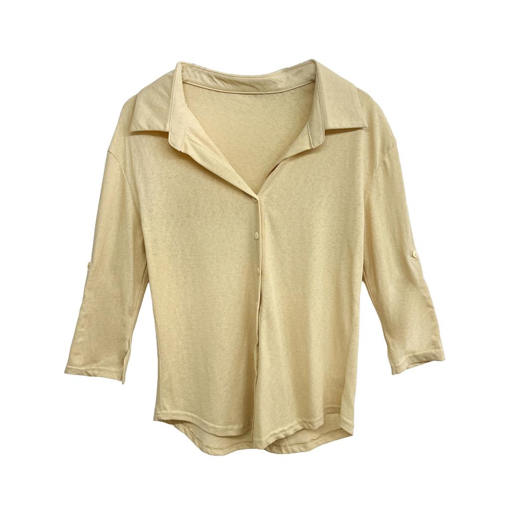 Yuyi 2026 Spring Women's Stylish Mid-Sleeve Button-Up Shirt