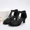 Summer Roman Women Shoes Fashion Stiletto Rhinestone Hollow Fish Closed Toe Sexy Dance Shoes Plus Size 43 Ladies Sandals