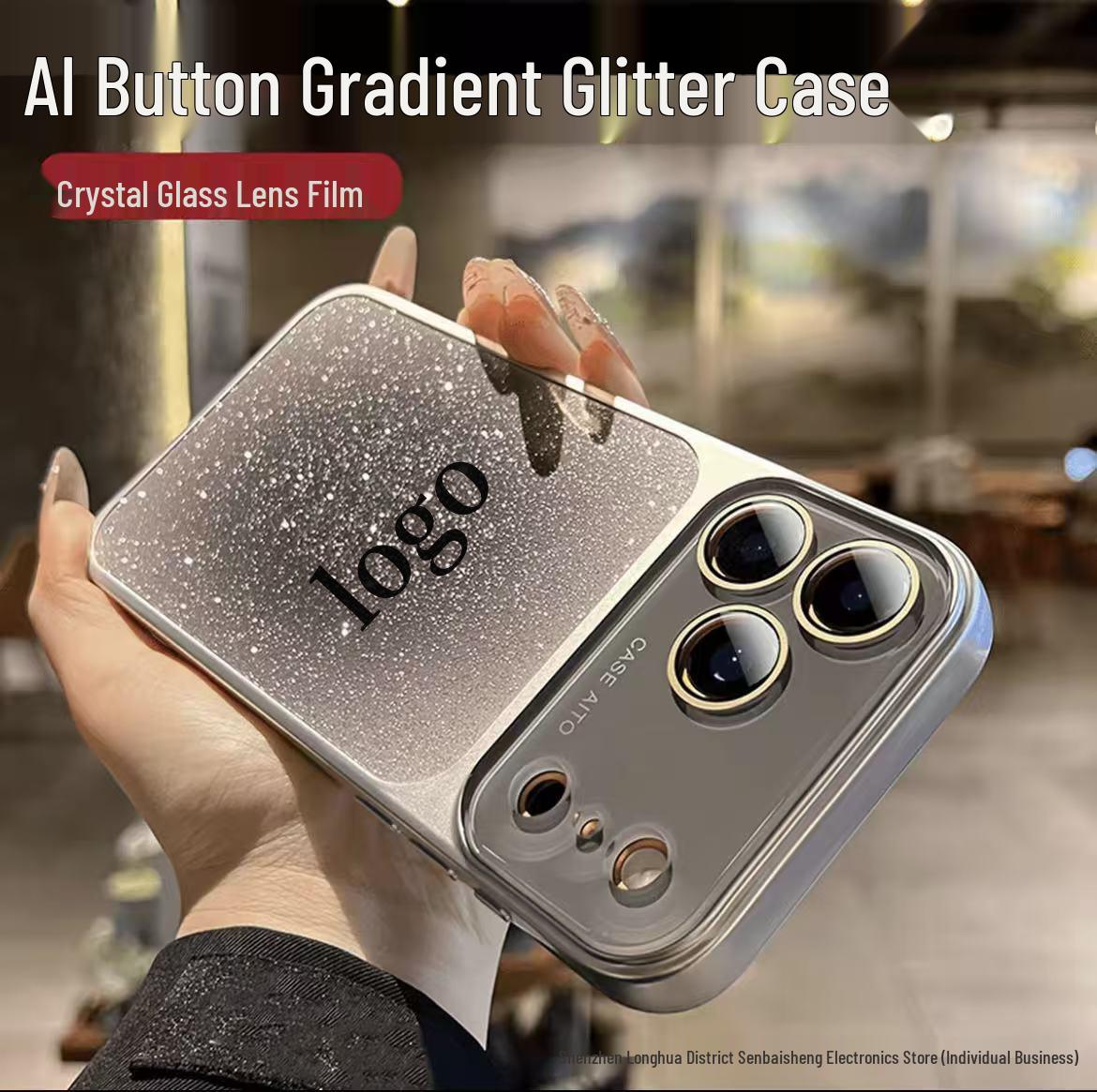 

Gradient Glitter iPhone 15/17 ProMax Case with Crystal Lens Protector 17 Air