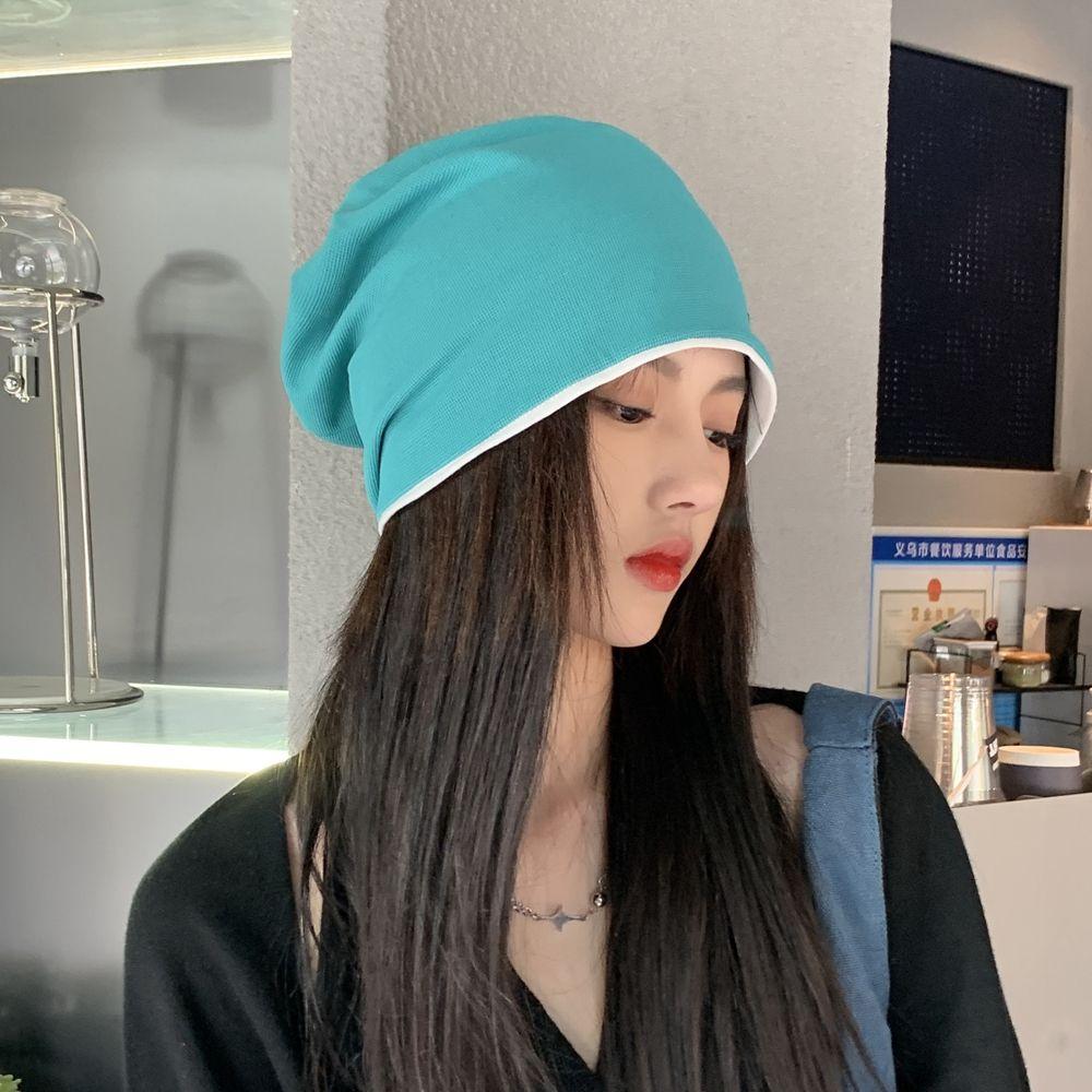 

Inverted Triangle Label Ear Protection Women Warm Cap Beanie Hat Knitted Hat Korean Style Caps білий