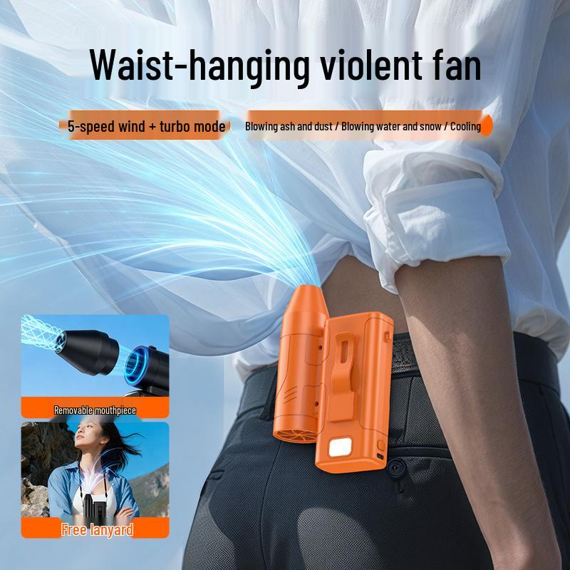 

2026 High-Speed Handheld Turbo Fan with Camping Light & Waist Attachment 16.2 x 12.2 x 5.2 cm помаранчевий