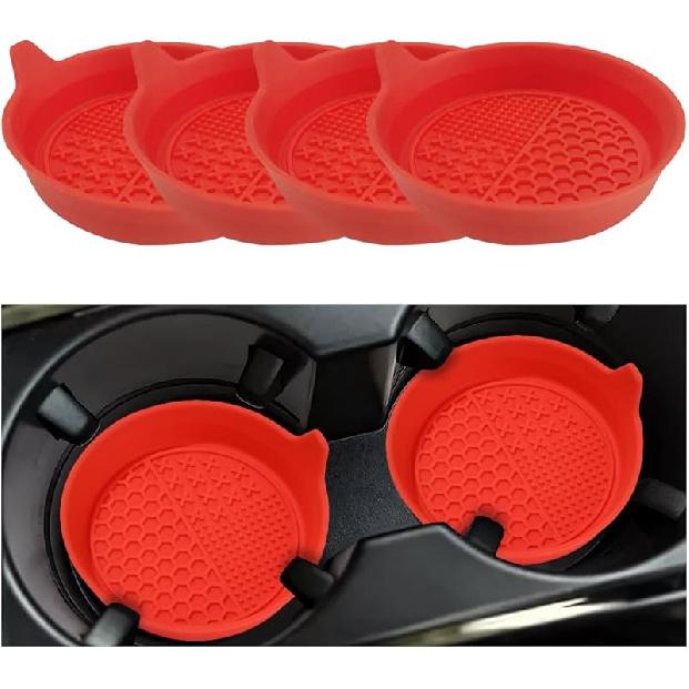 Mandark 4PCS Car Cup Holder Coaster, Silicone Anti-Slip Vehicle Ert Water Bottle Mat, Automotive Interior Ulation Drink Cup Pad Decor Accessories,
