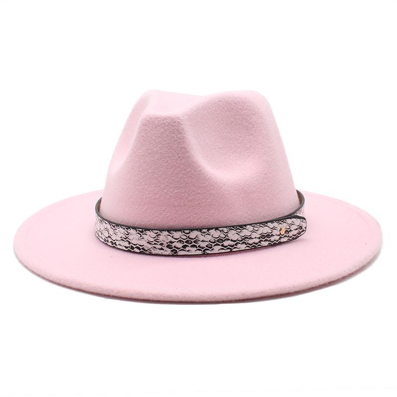 Seasonal White Big Eaves Hat Flat Edge Top Hat Men'S And Women'S Woolen Jazz Hat Lmn173