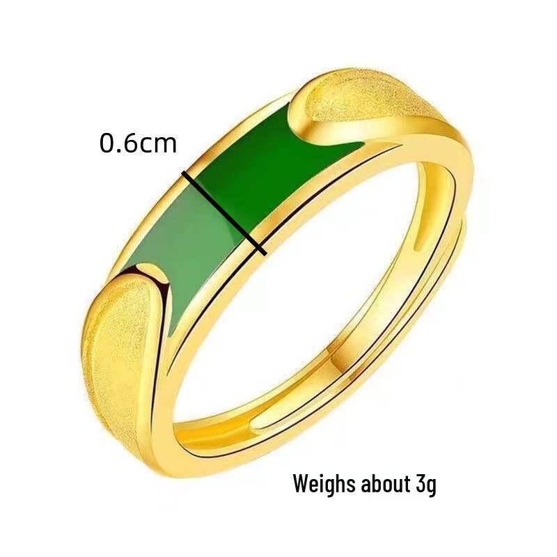 

Позолоченные регулируемые парные кольца с нефритовой вставкой - Высококлассные украшения для мужчин и женщин Adjustable Open Size