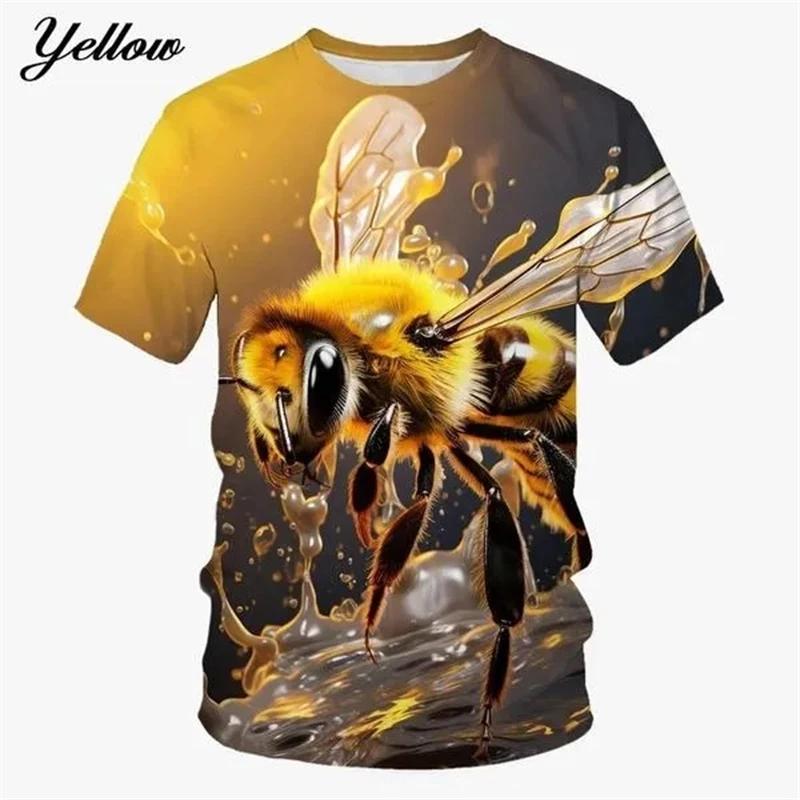 

Men s T-Shirt 3D Printed Honeybee Pattern Tee Top Casual Round Neck Short Sleeve Men swomen s Summer Comfort Breathable T-Shirt 6XL