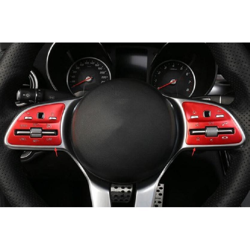 Red Aluminum Steering Wheel Switch Cover Trim For Benz C-Class  -