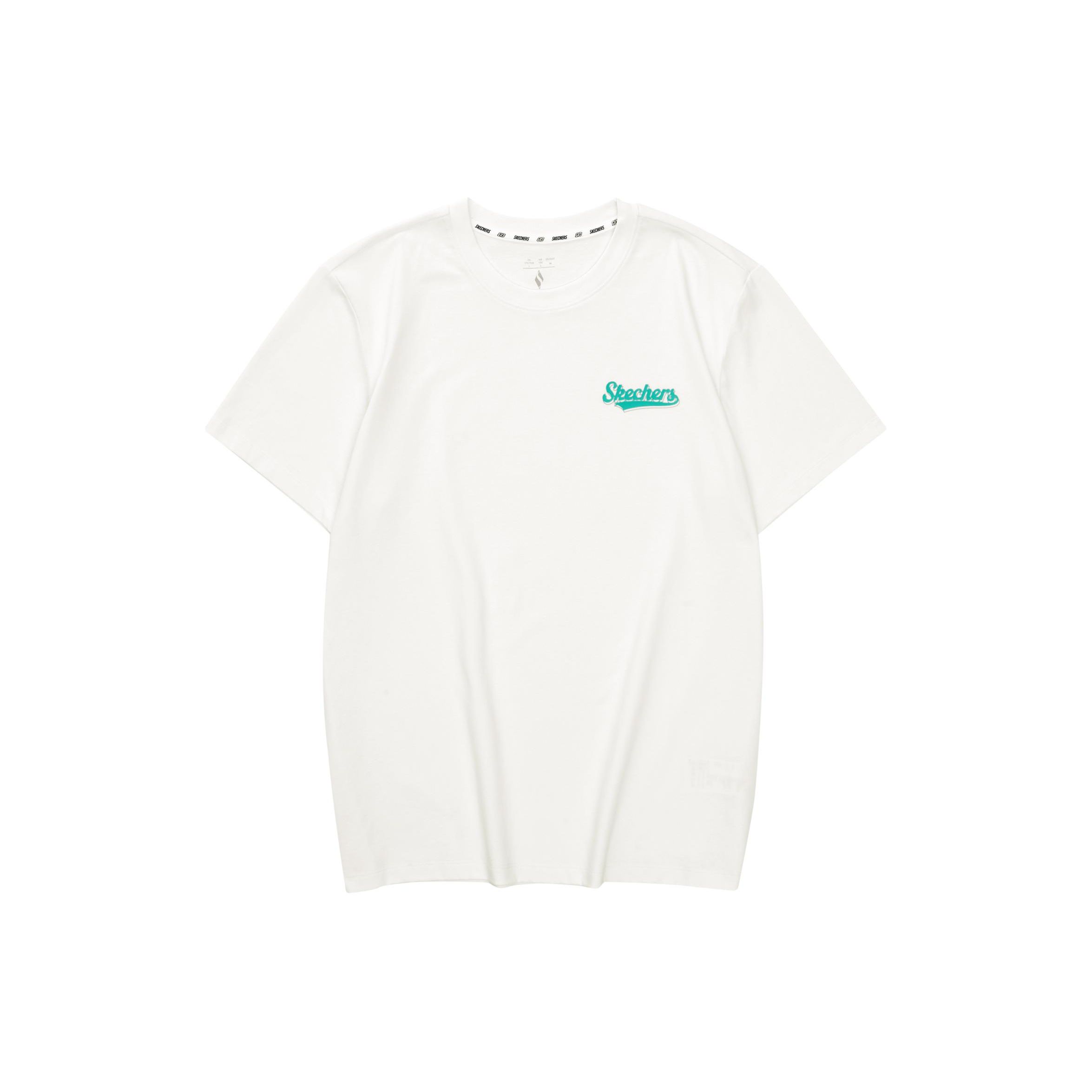 Skechers Casual Letter Print Round Neck Simple Cool Dry Sports Short Sleeve T-Shirt Unisex Tops Cotton-Candy-White L224U080-0074 XS