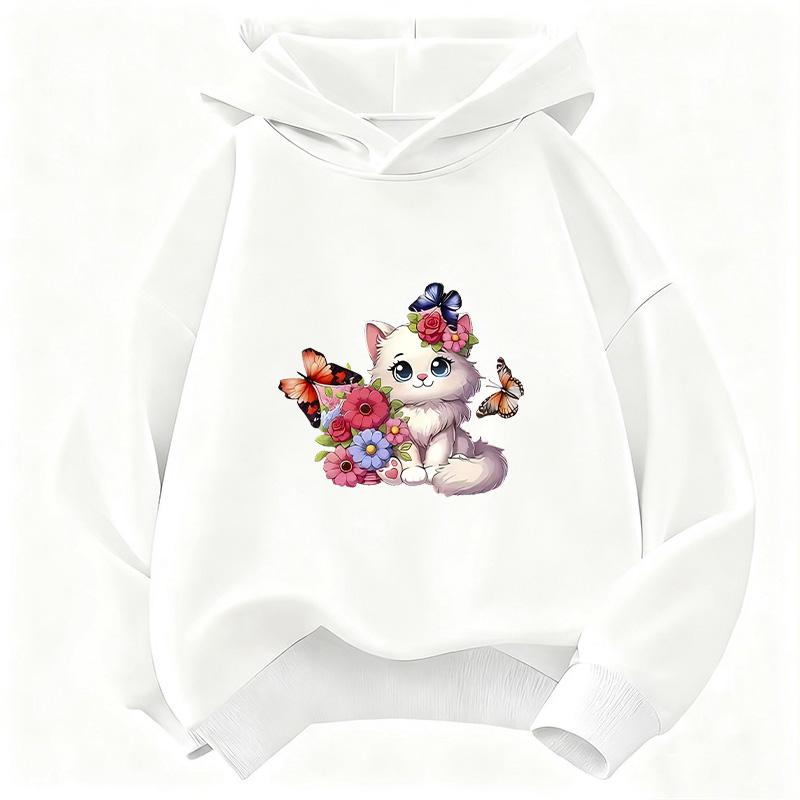 Funny Cat Cute Girls Hoodie Kids Children's Sweatshirt Cute Harajuku Hoody for Boys Autumn Winter Casual Hoodies