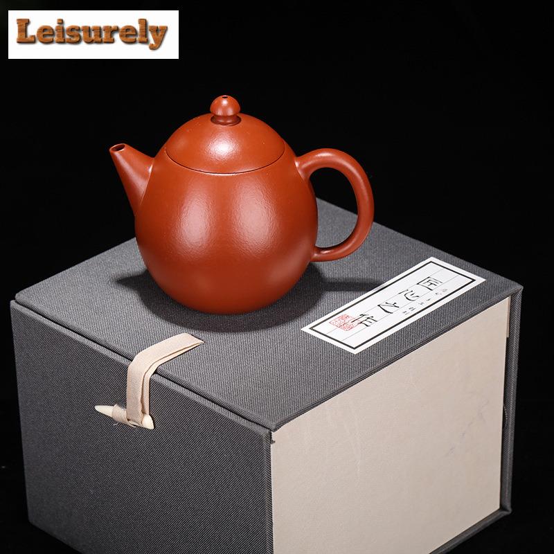 220 ml Boutique Yixing Lila Ton Teekanne Handgefertigte Drachenei-Kanne Roherz Zhu Schlammkessel Chinesisches Zisha Teeset Teeartikel Zubehör