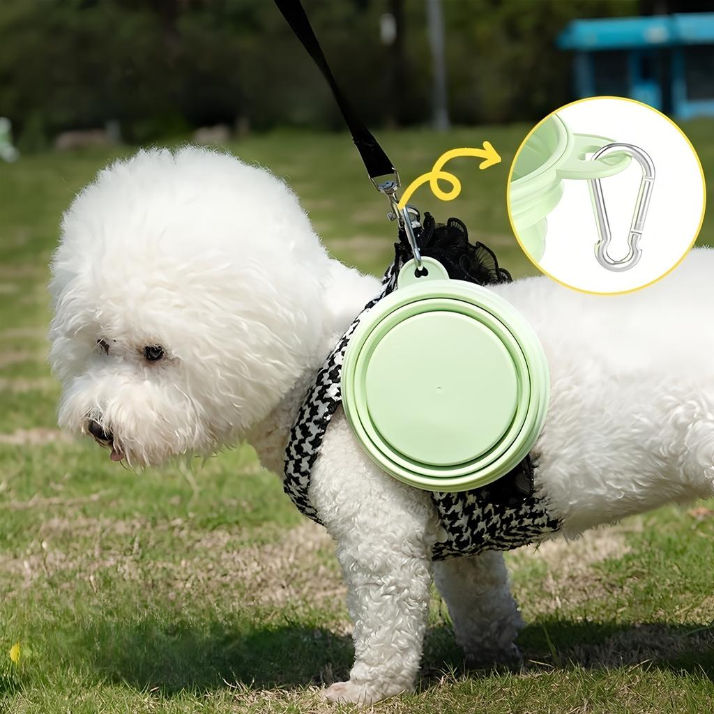Portable Collapsible Bowl for Colorful Macarons, Suitable for Outdoor Travel with Cats and Dogs, A Hanging Rubber Bowl for Pet Drinking and Feeding