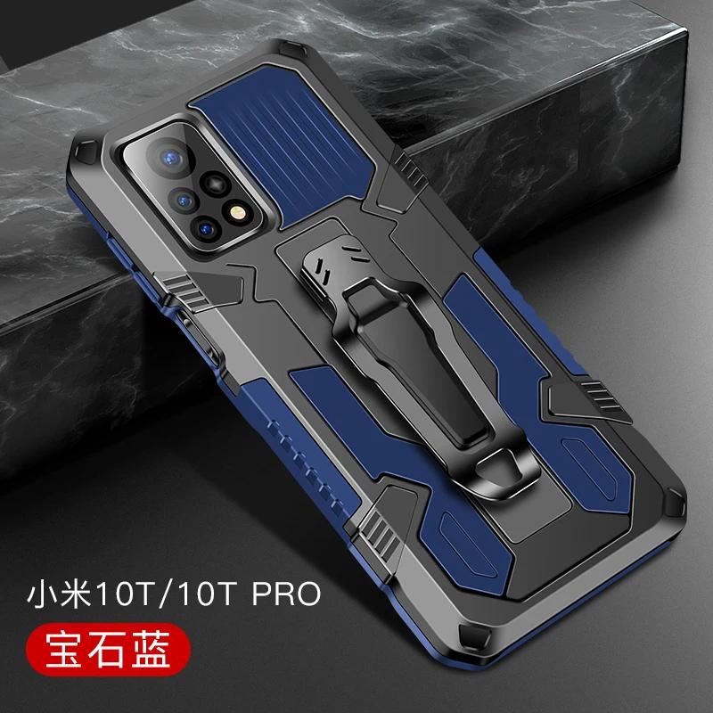 Metal Belt Clip Armor Shockproof Phone Case For Xiaomi Mi 11 Lite 5G NE 10T 11T Pro TPU Frame Plastic Kickstand Back Cover