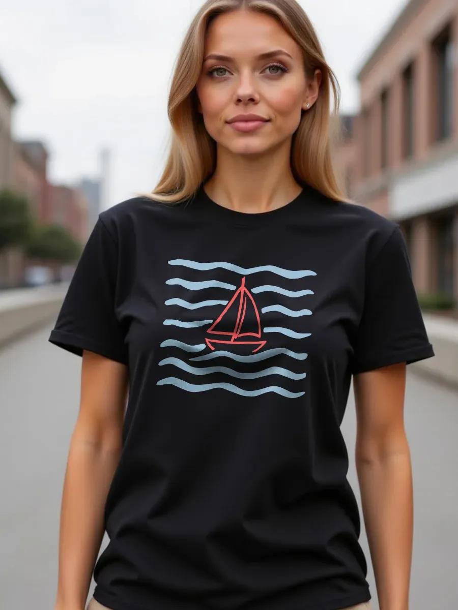 

Oversized fashionable long print T-shirt L