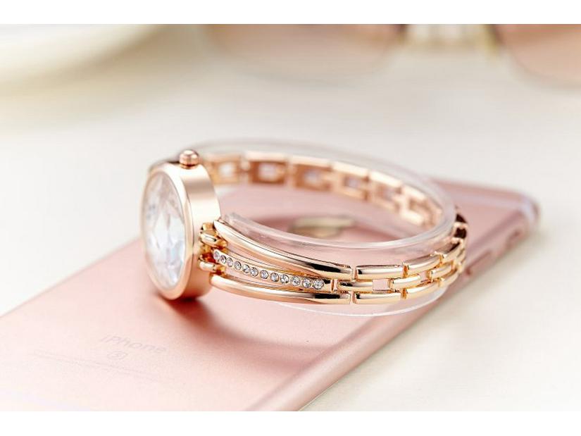 Echte Damen Strass Stahlband Runde Uhr - Koreanischer Stil Studentenmode