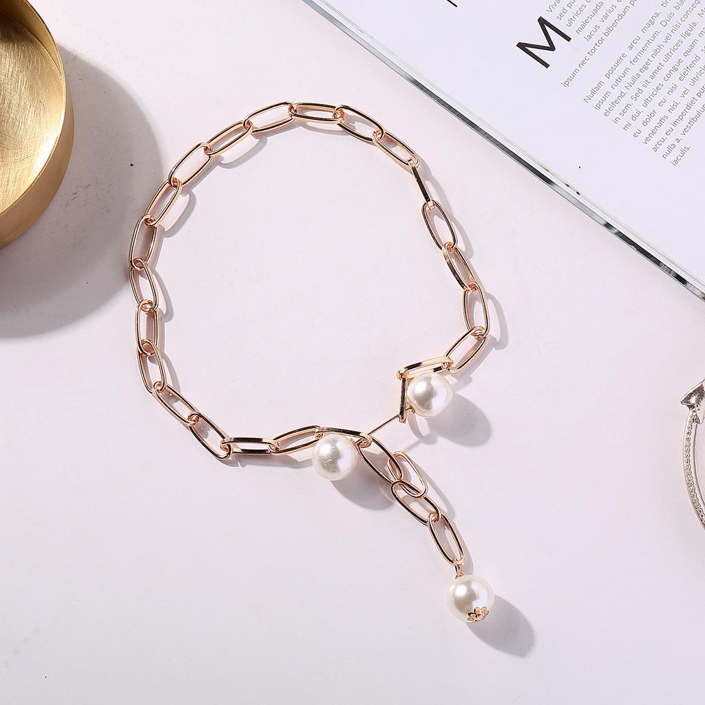 Europejski i amerykański, kształt kłódki, gruba łańcuszkowa klamra z pereł, zawieszka do naszyjnika, damski, spersonalizowany punkowy, przesadzony, modny naszyjnik