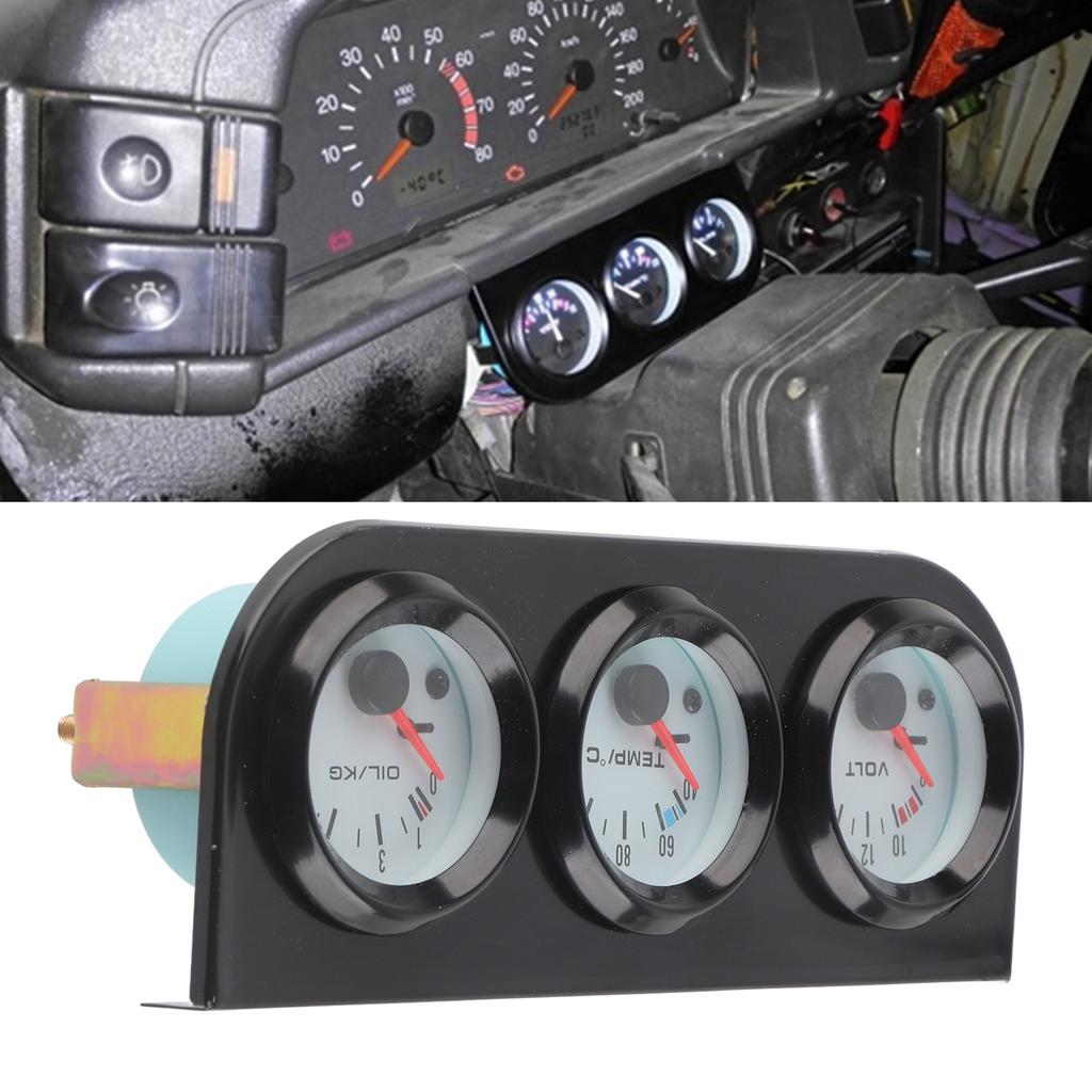 Universal Car Triple Gauge Kit Water Temp+Volts+Oil Pressure Meter 52mm Instrument