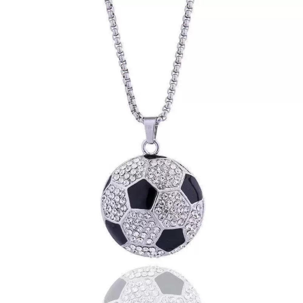 Jewelry Football Pendant Choker Metal Chain Soccer Necklace Exquisite Football Necklace  Women серебряный