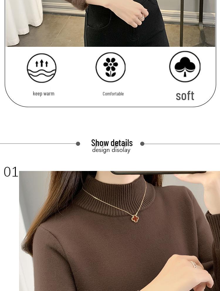 2025 Women's Plus Velvet Knitwear: Thick Warm Autumn/Winter One-Piece Sweater
