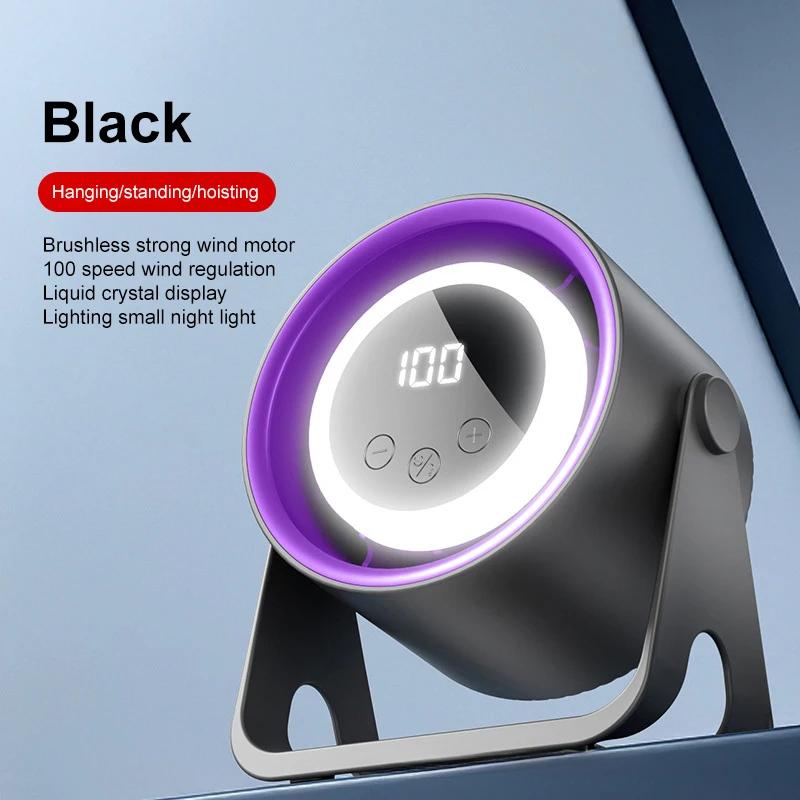 Desktop Bladeless Electric Fan, USB Rechargeable with Ambient Light, Silent Turbo Fan, 100 Speed Air Cooler
