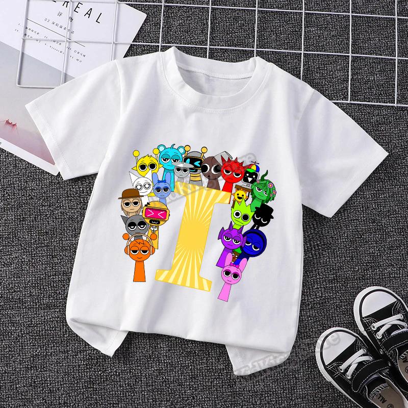 Children's T-shirt A-Z letter T-shirt cute cartoon boy and girl clothes