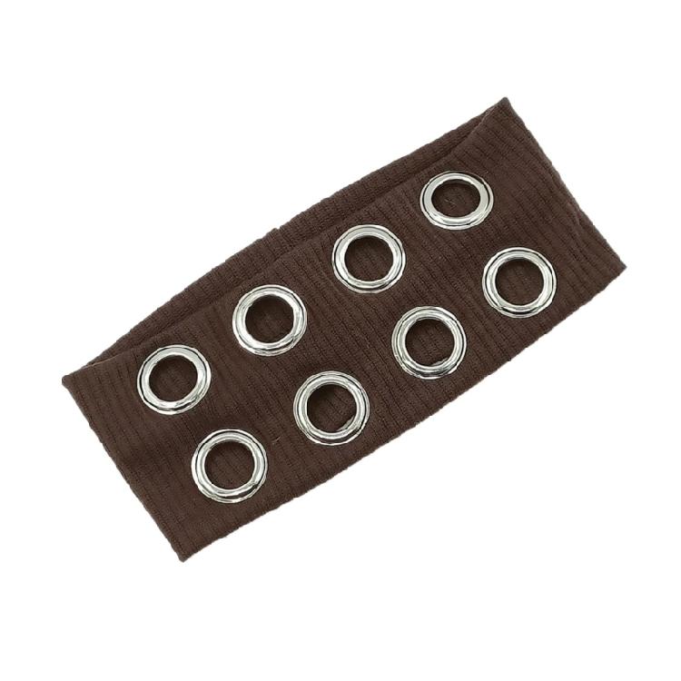 

Stylish Metallic Hollowout Wide Headbands Comfortable Large Eyelet Hairband for Casual and Hiphop Party Dressingup кавовий