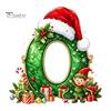 Santa Hat Letter Tree Pendant 26 Alphabet Christmas Ornament, Personalized Letters Acrylic Hanging Decoration with Festive Elf Pattern Initial