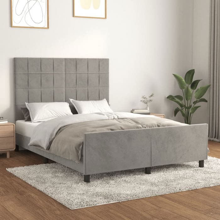 VidaXL Cadre de lit avec tête de lit Gris clair 140x200 cm3125757