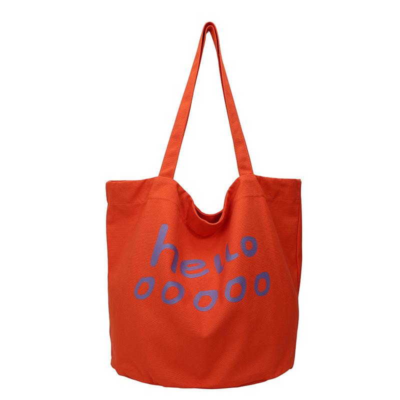 Korean version of casual canvas tote bag ins fashion letter printing handbag Internet celebrity literary nylon shoulder women's bag