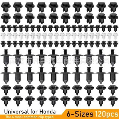 Kit de 120 Piezas de Cierres a Presión - 6 Tipos para Clips de Parachoques Honda Civic, Accord, CR-V