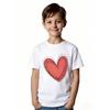 European sizes Fashionable Girls' T-Shirt with Large Heart Pattern | Eye-catching Pink Heart with silvery Outline, Ideal for Summer Casual Wear