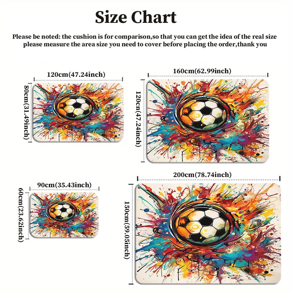 Graffiti Soccer Print Large Room Carpet Non Slip Cartoon Kids Bedroom Living Room Floor Mat Home Decor Children's Play Carpet