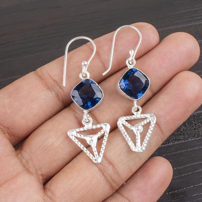 London Blautopas Ohrringe, 925 Massiv Sterlingsilber Schmuck, Alltagsschmuck, Handgefertigte Edelstein Silber Ohrringe Geschenk für Frauen