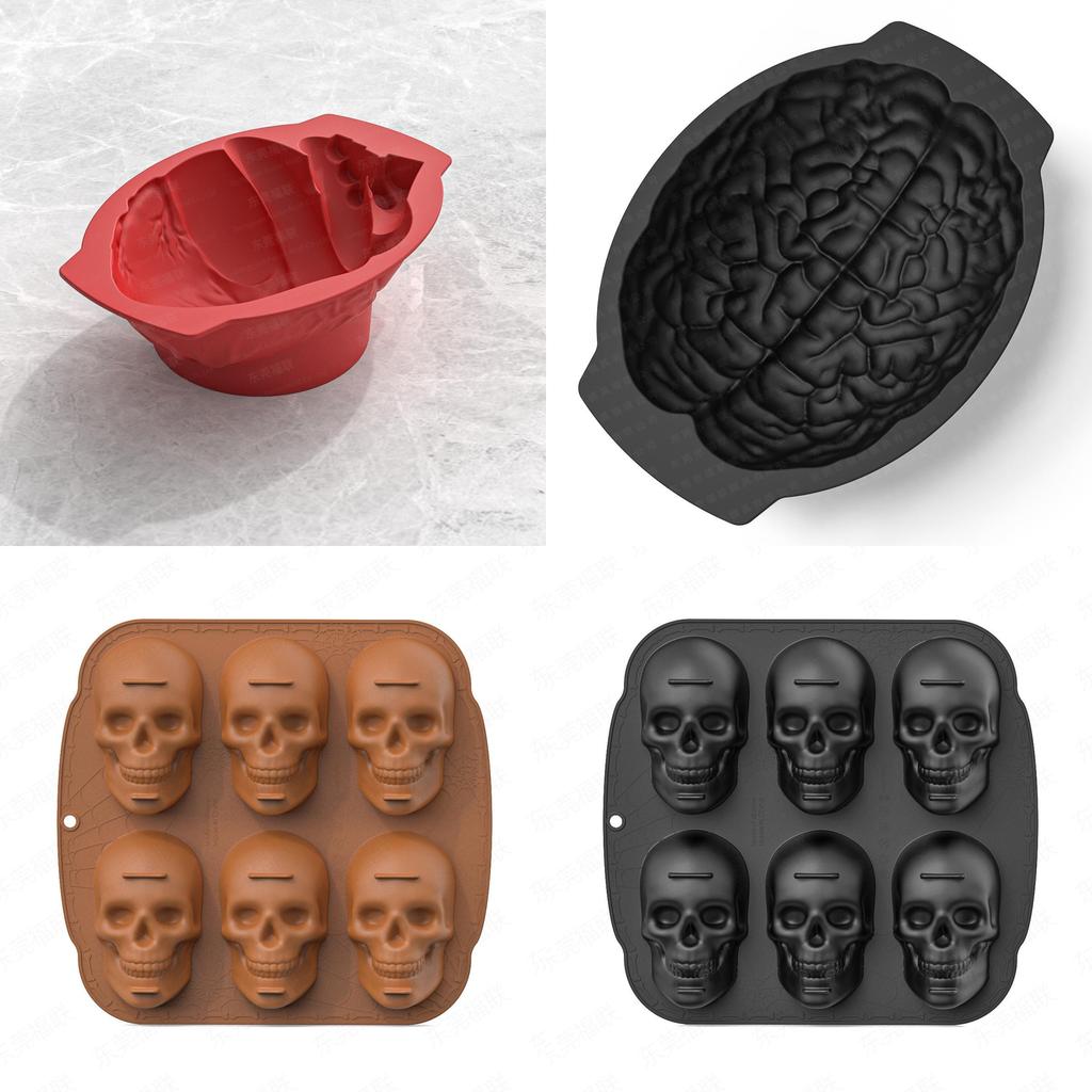 Halloween Skull Silicone Mold With Large Skeleton Shapes For Themed Cake Decoration
