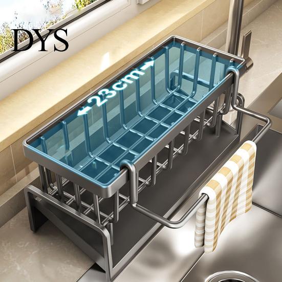 Compact Drain Rack Dish Drying for Kitchen Sink Draining with Tilted Water Sleek Design Tray Space-Saving Organizer Countertop Storage Utensil Holder