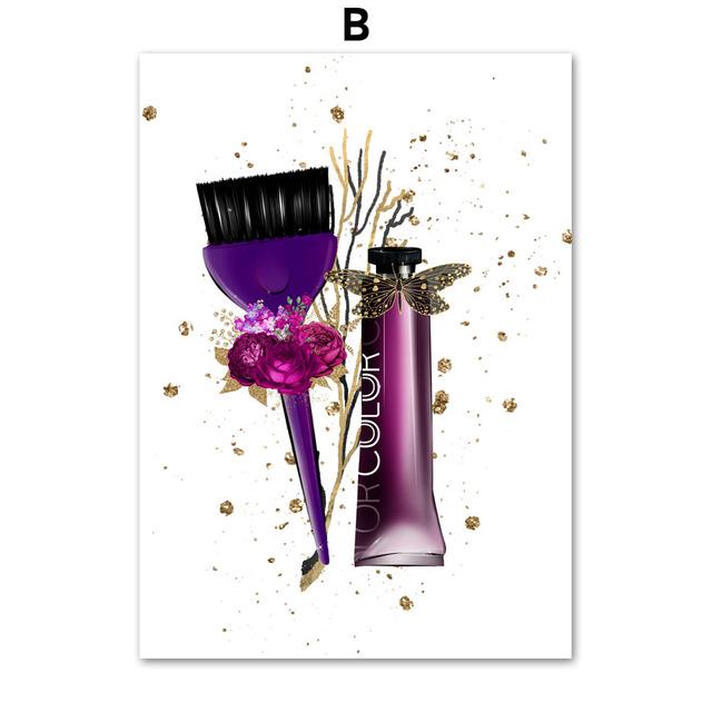 Hair Salon Wall Art Hairdresser Beautician Nordic Nail Canvas Painting Posters and Prints Wall Pictures for Beauty Salon Decor No Frame
